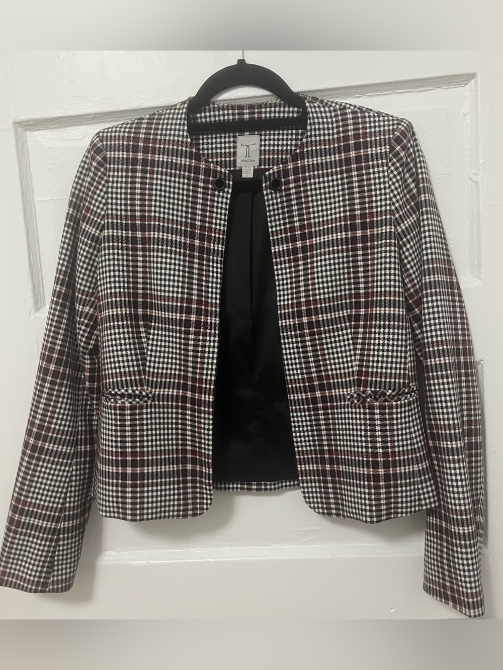 Tristan Plaid Collarless Blazer